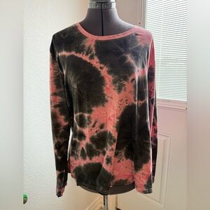 Pink and Black Tie-Dye Long Sleeve Shirt